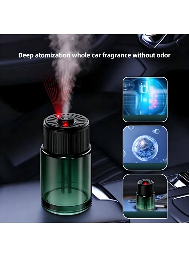 موزع عطر محمول للسيارة: موزع عطر ذكي سعة 160 مل مع شاشة قابلة لإعادة الشحن تعرض السماء المرصعة بالنجوم، ومنفذ USB، و 3 أوضاع رش للمنزل والمكتب والسيارة (خشب الأبنوس) - Image 1